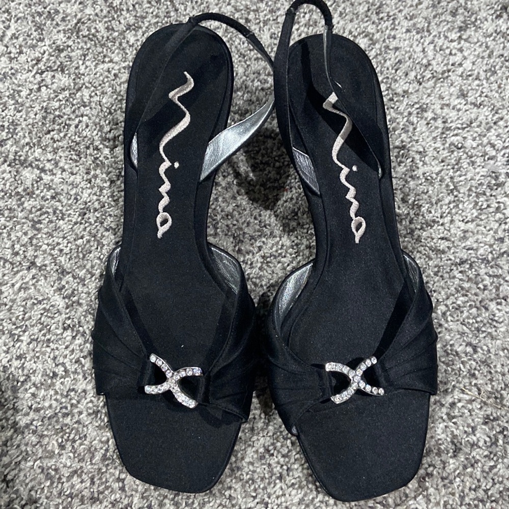 EUC worn once Mina 7 1/2m black with rhinestones heels